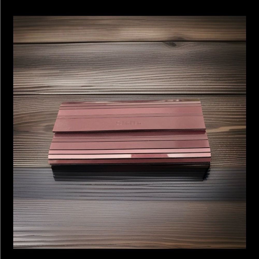 Calvin Klein Dusty Mauve Striped Fold-Over Clutch